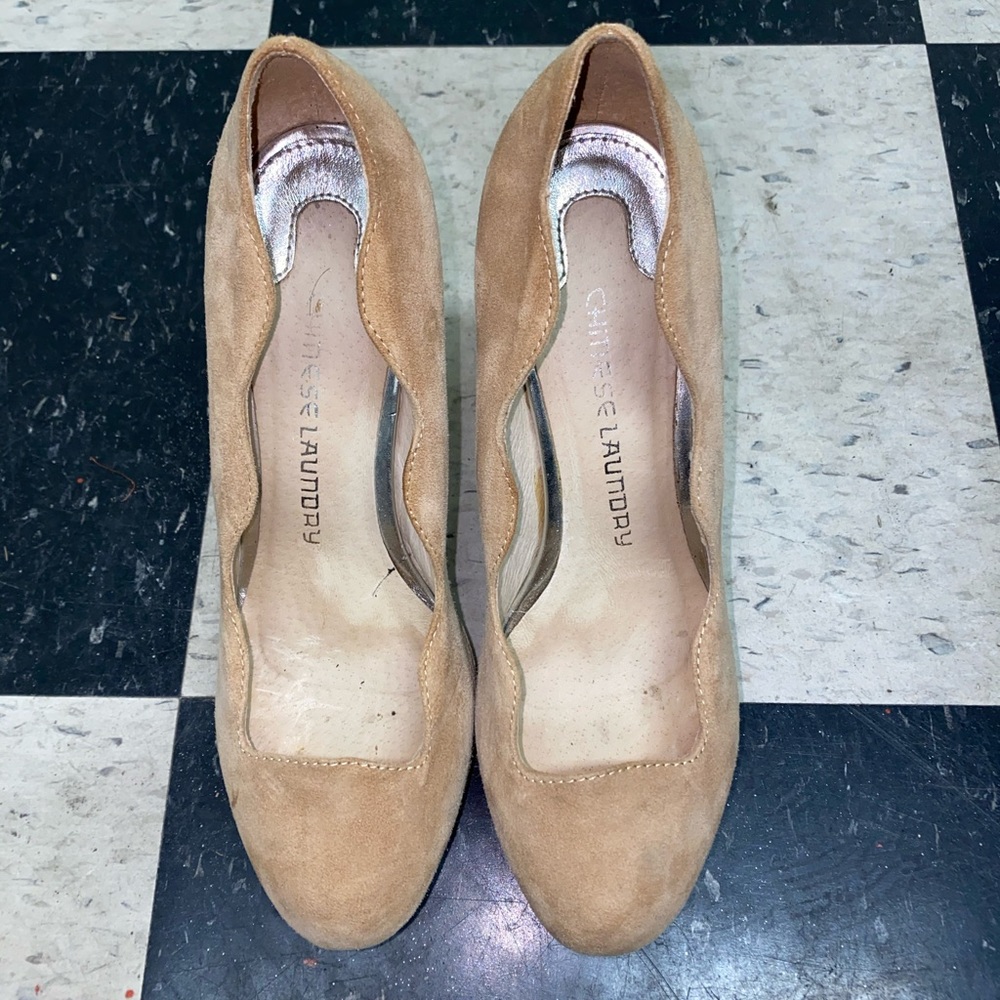 Suede nude heels size 9